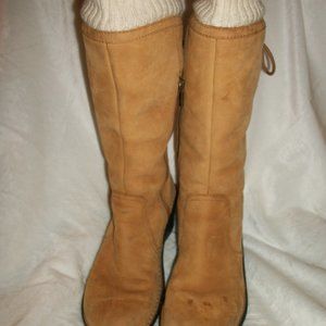 AUTHENTIC UGG SUEDE LACE UP AND SOCK MID ANKLE BOOT